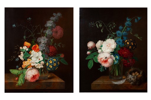A pair of fine eighteenth century Flemish flowerpieces
