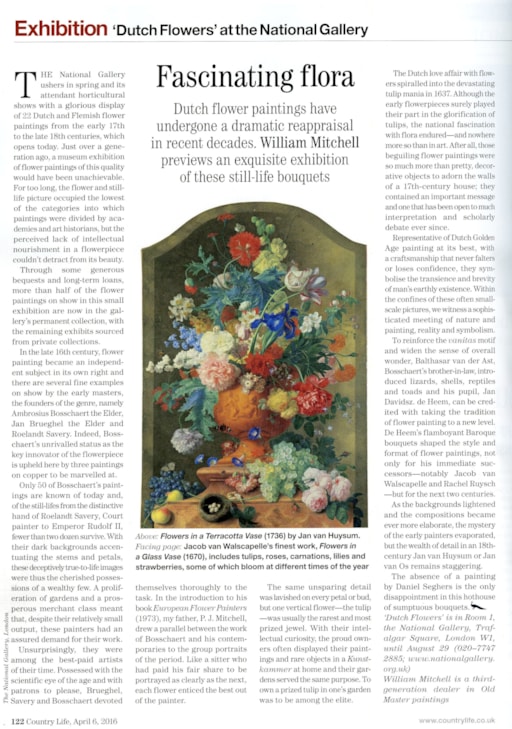 DUTCH FLOWERS at the National Gallery, London -  on until 29th August